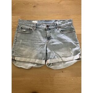 Gap 1969 Denim Shorts Sexy Boyfriend Distressed Cuffed Light Wash 31